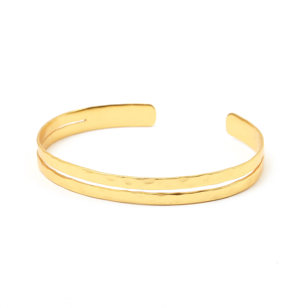 Dual Wave Gold Cuff Bangle