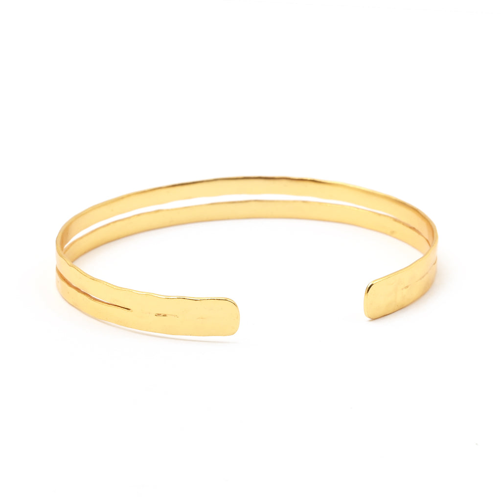 Dual Wave Gold Cuff Bangle
