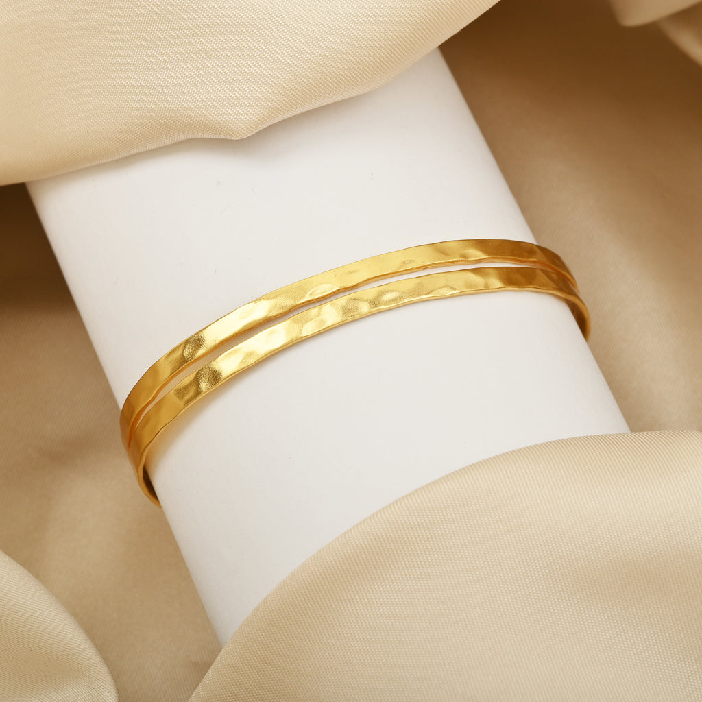Dual Wave Gold Cuff Bangle