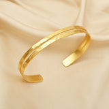 Dual Wave Gold Cuff Bangle