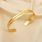 Dual Wave Gold Cuff Bangle