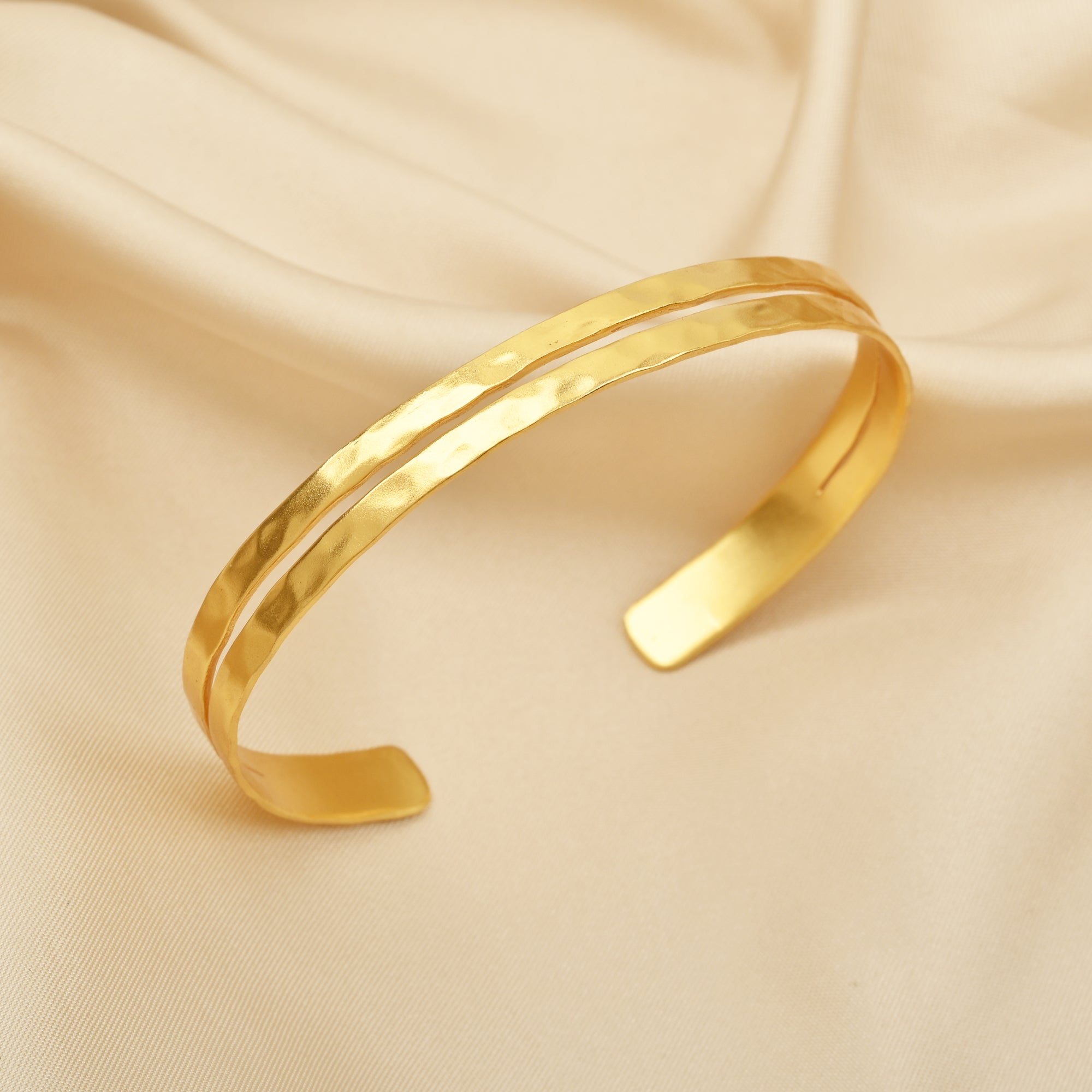 Dual Wave Gold Cuff Bangle
