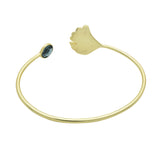 Brass Gold Plated London Blue Topaz Gemstone Adjustable Bangles