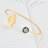 Brass Gold Plated London Blue Topaz Gemstone Adjustable Bangles