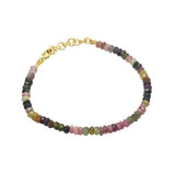 Brass Gold Plated Multi Tourmaline Beads Bracelets