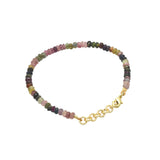 Brass Gold Plated Multi Tourmaline Beads Bracelets