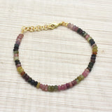 Brass Gold Plated Multi Tourmaline Beads Bracelets