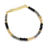 Brass Gold Plated Multi Tourmaline Beads Bracelets