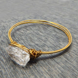 Brass 22k Gold Plated Crystal Wire Wrapped Bracelets, Wholesale jewelry