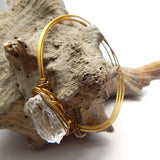 Brass 22k Gold Plated Crystal Wire Wrapped Bracelets, Wholesale jewelry