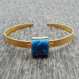 Brass Gold Plated Druzy Gemstone Adjustable Bangles