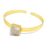 Brass Gold Plated Druzy Gemstone Adjustable Bangles