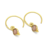 Peach Moonstone Hoop Earrings