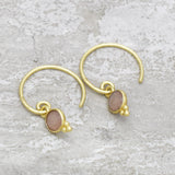 Peach Moonstone Hoop Earrings