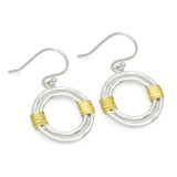 Gold Silver Plated Metal Round Dangle Earrings