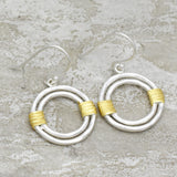 Gold Silver Plated Metal Round Dangle Earrings