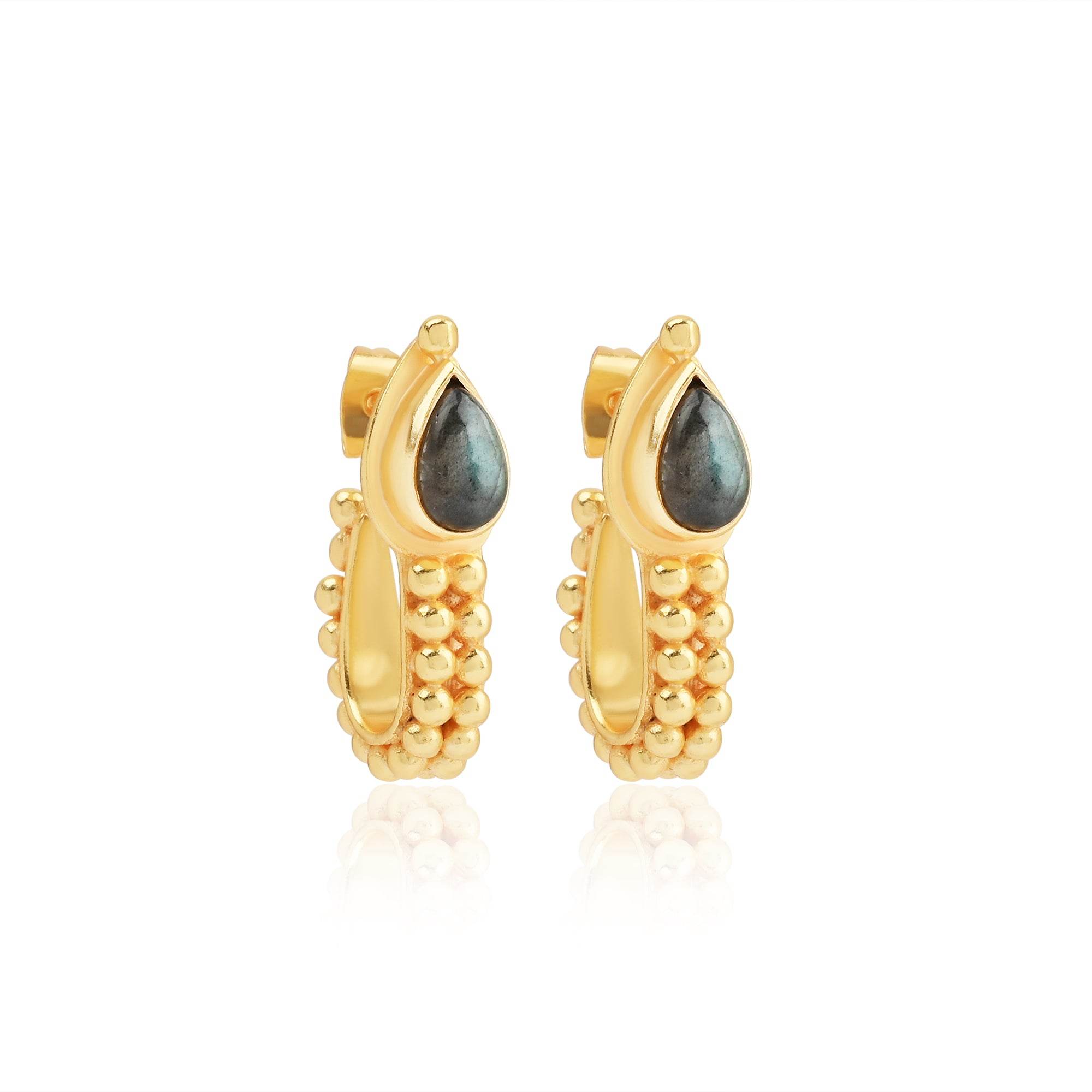 Labradorite Gemstone Hoop Earrings - La Vitá Jewels