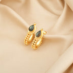 Labradorite Gemstone Hoop Earrings - La Vitá Jewels