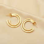 Golden Symphony Textured Hoops - La Vitá Jewels