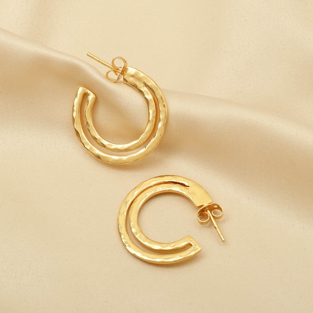 Golden Symphony Textured Hoops - La Vitá Jewels