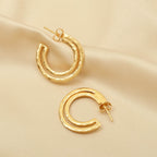 Golden Symphony Textured Hoops - La Vitá Jewels