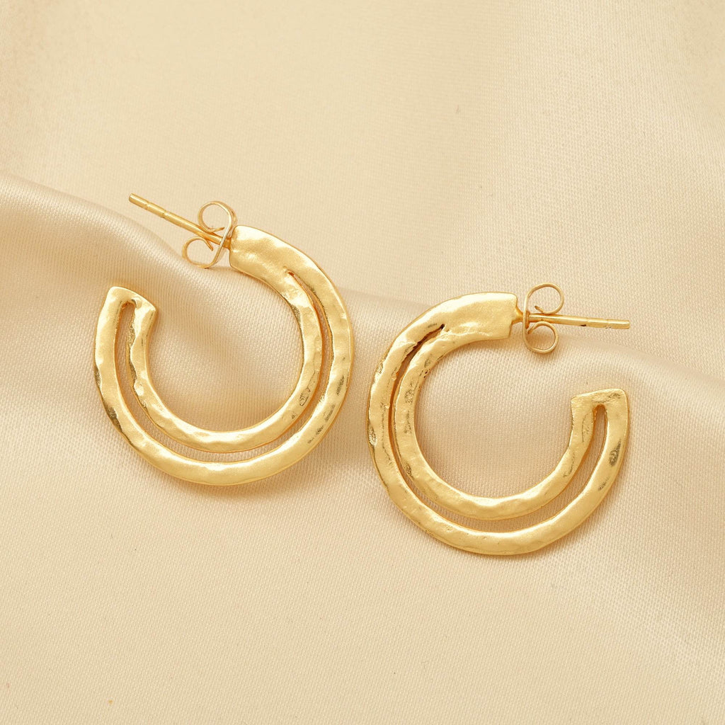 Golden Symphony Textured Hoops - La Vitá Jewels