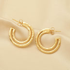 Golden Symphony Textured Hoops - La Vitá Jewels