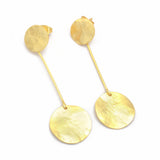 Double Round Disc Hammered Earrings