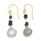 Aqua Chalcedony and Iolite Dangle Earrings