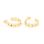 Multi CZ Half Circle Hoops Earrings