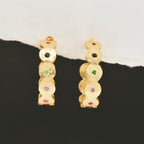 Multi CZ Half Circle Hoops Earrings