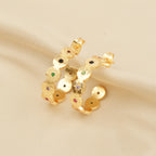Multi CZ Half Circle Hoops Earrings