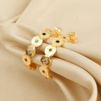 Multi CZ Half Circle Hoops Earrings