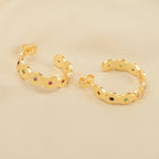 Multi CZ Half Circle Hoops Earrings