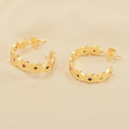 Multi CZ Half Circle Hoops Earrings