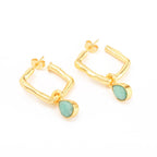 Amazonite Gemstone Hoop Earrings - La Vitá Jewels