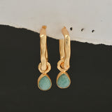 Amazonite Gemstone Hoop Earrings