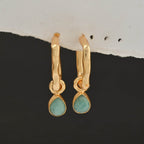 Amazonite Gemstone Hoop Earrings - La Vitá Jewels