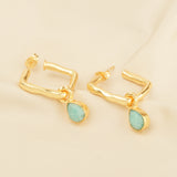 Amazonite Gemstone Hoop Earrings