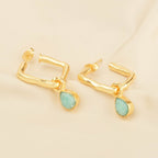 Amazonite Gemstone Hoop Earrings - La Vitá Jewels