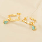 Amazonite Gemstone Hoop Earrings - La Vitá Jewels