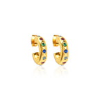 Multi Colorful CZ Huggie Hoop Earrings