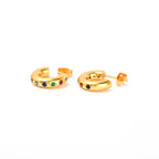Multi Colorful CZ Huggie Hoop Earrings