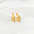 Multi Colorful CZ Huggie Hoop Earrings