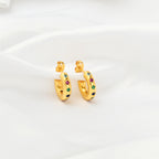 Multi Colorful CZ Huggie Hoop Earrings