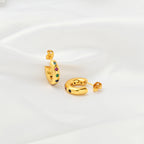 Multi Colorful CZ Huggie Hoop Earrings