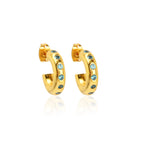 Multi Colorful CZ Huggie Hoop Earrings
