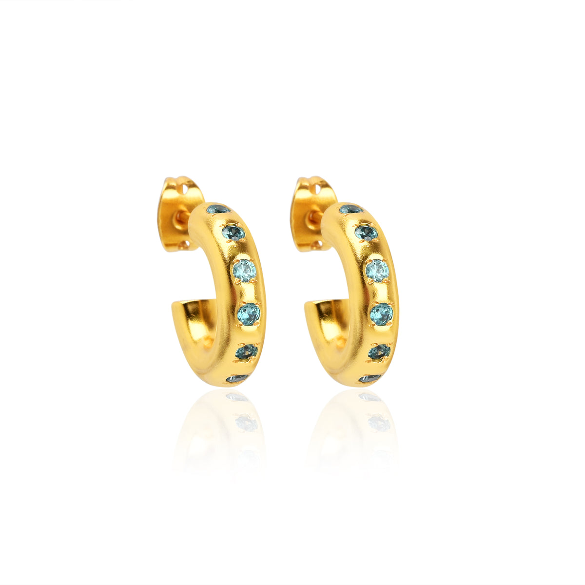 Multi Colorful CZ Huggie Hoop Earrings