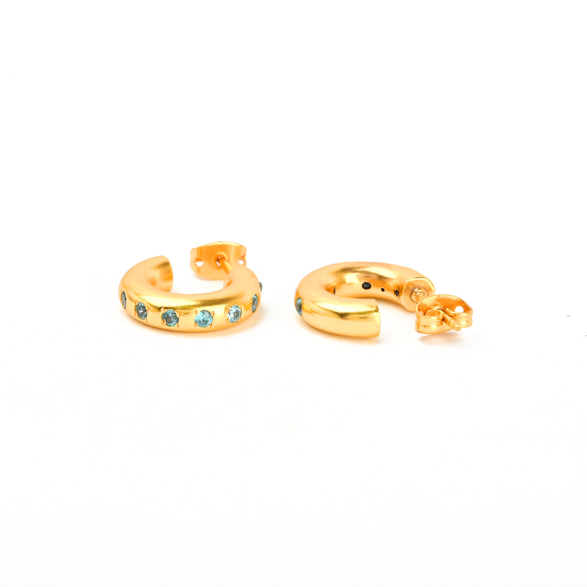 Multi Colorful CZ Huggie Hoop Earrings