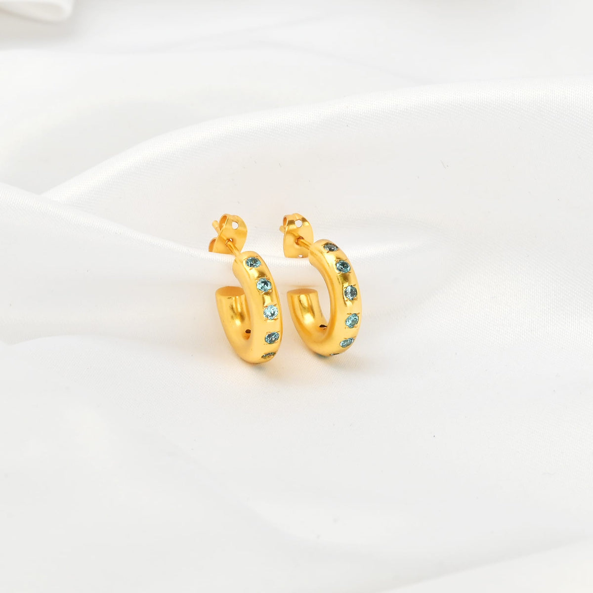 Multi Colorful CZ Huggie Hoop Earrings